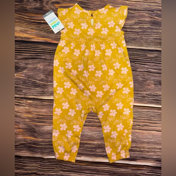 Carter’s Child of Mine Baby Girl’s Yellow and Pink Flower Jumper (NWT) - Picture 4 of 5